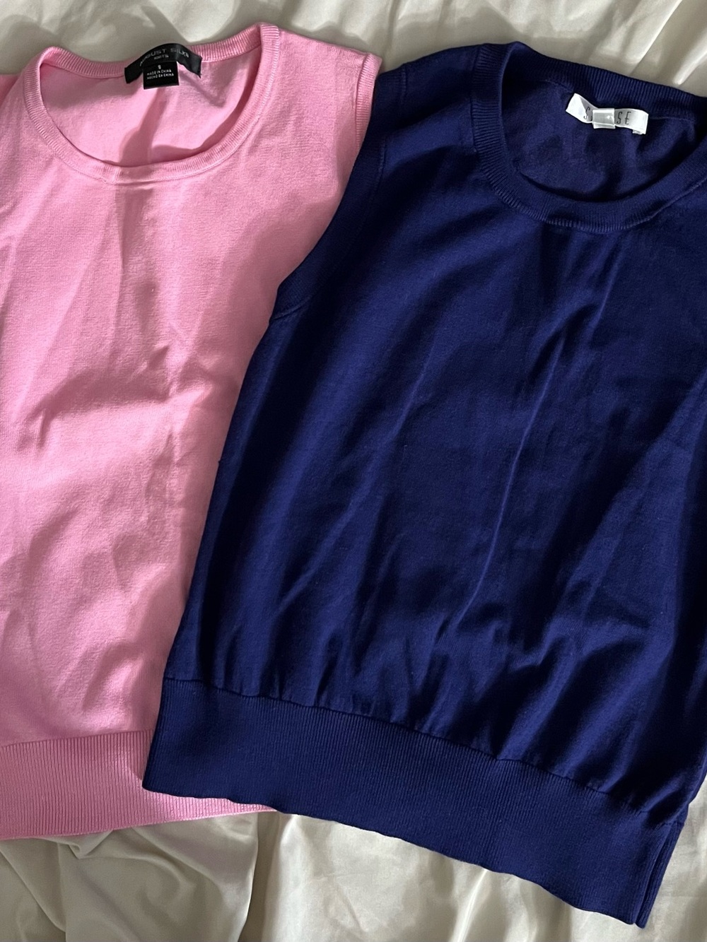 Women's Sleeveless Knit Tank Tops - Pink & Navy